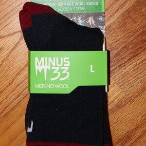 Minus 33 Lightweight Crew Merino Wool Socks L Large Made In USA Patriot Red Blue